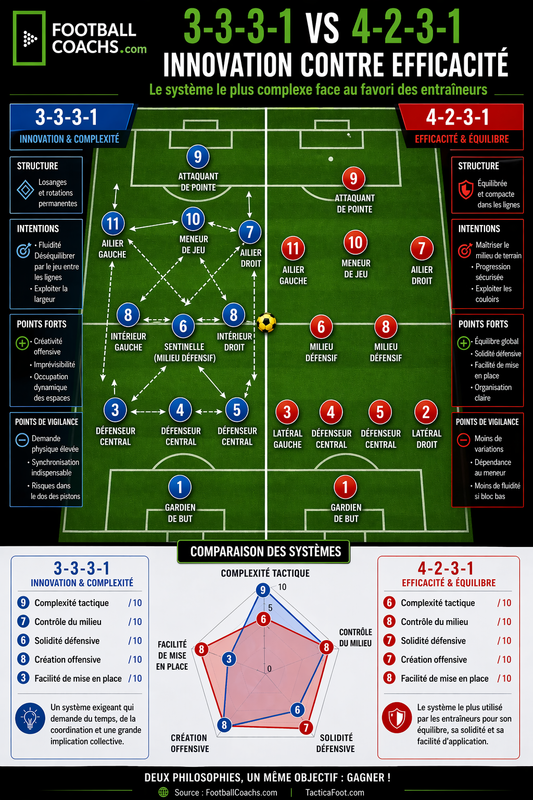 3-3-3-1 vs 4-2-3-1 : Analyse Tactique et Rapport de Force Complet