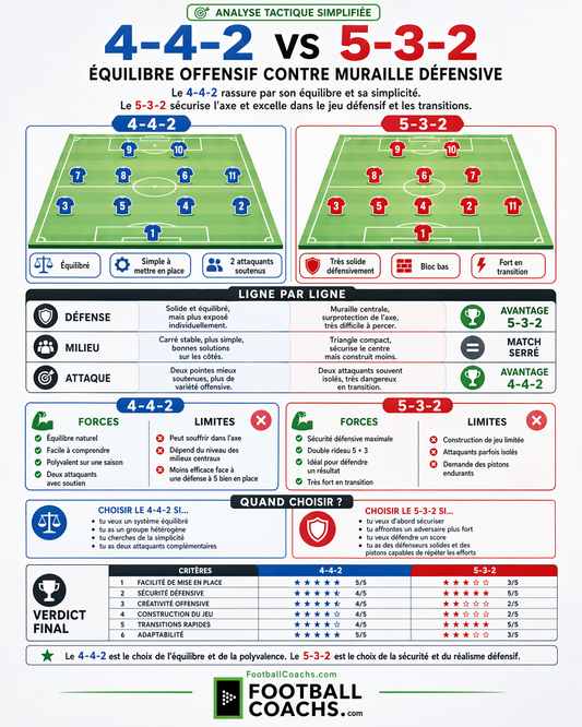 4-4-2 vs 5-3-2 : Equilibre Offensif contre Muraille Defensive