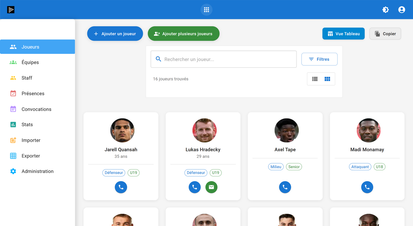 Football Coachs – Effectif